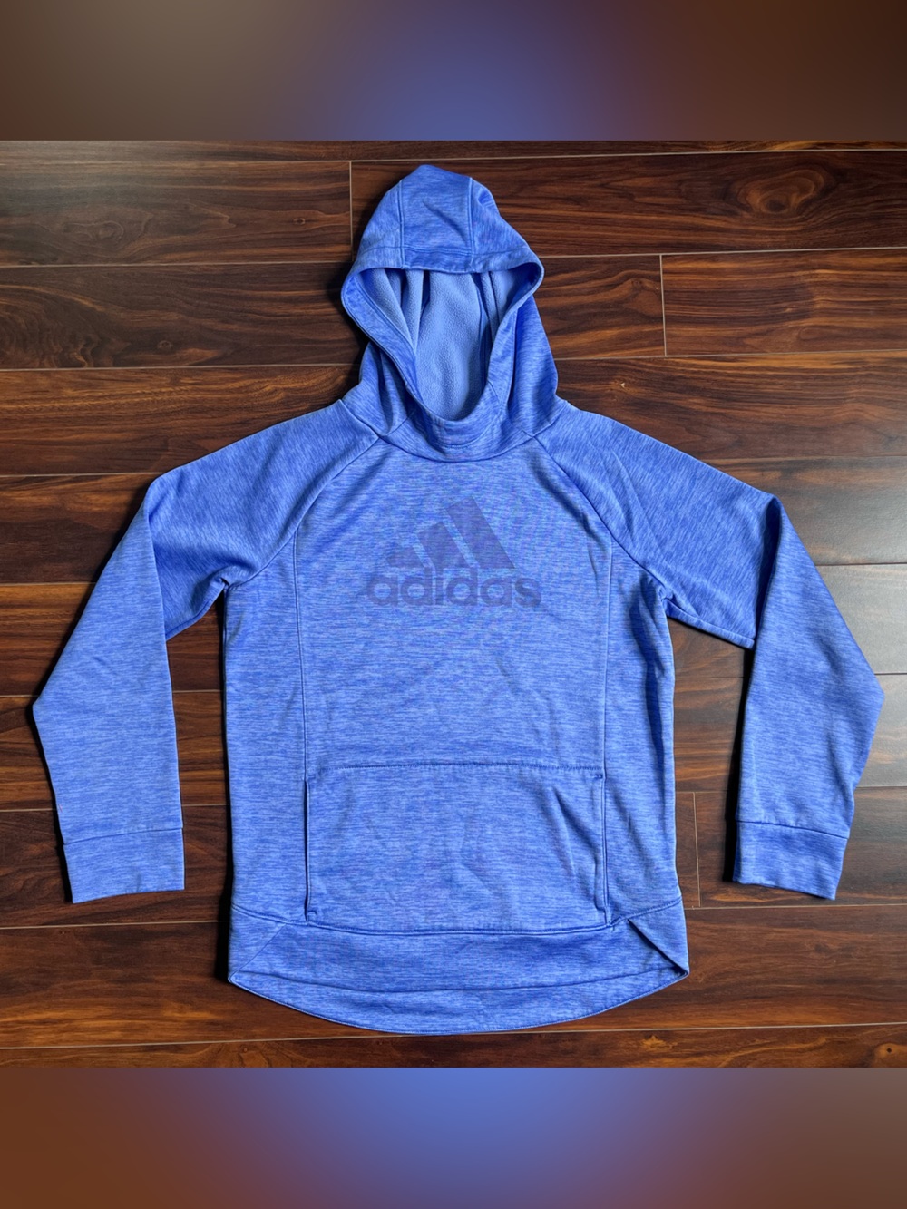 adidas Heather Blue Logo Hoodie, Youth XL, EUC